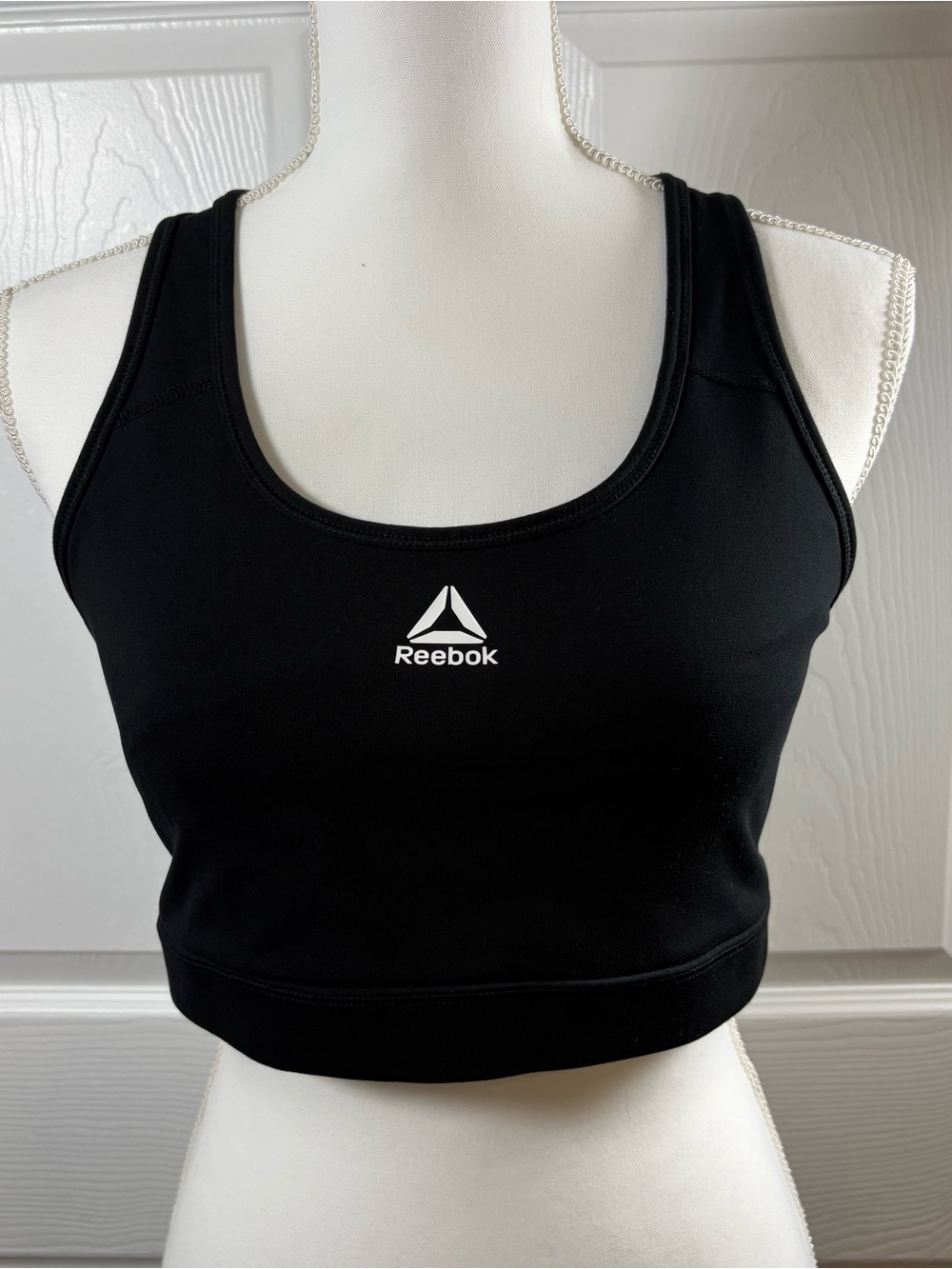 Reebok Racerback Sports Bra Black L Gym Yoga Athleisure Activewear